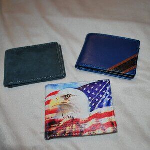Lot of (3) Blue or Patriotic Men's Wallets